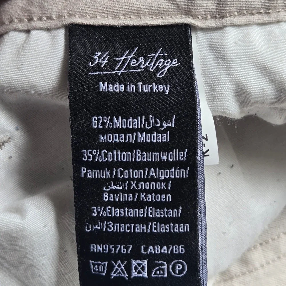 34 Heritage Charisma Comfort Rise Classic Leg Pants Beige 42x32 Mens